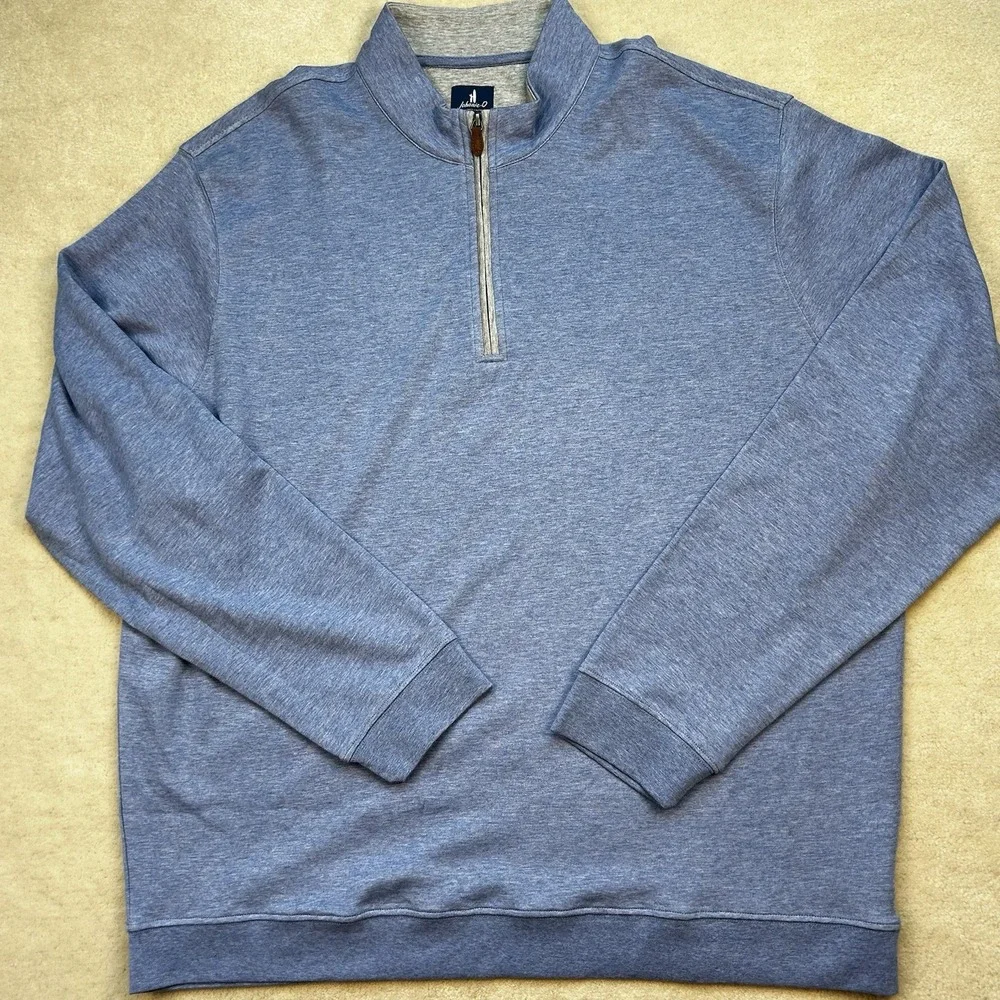 Johnnie-O Sully 1/4 Zip Pullover Sweater Men's XXL Double Knit Longsleeve Blue
